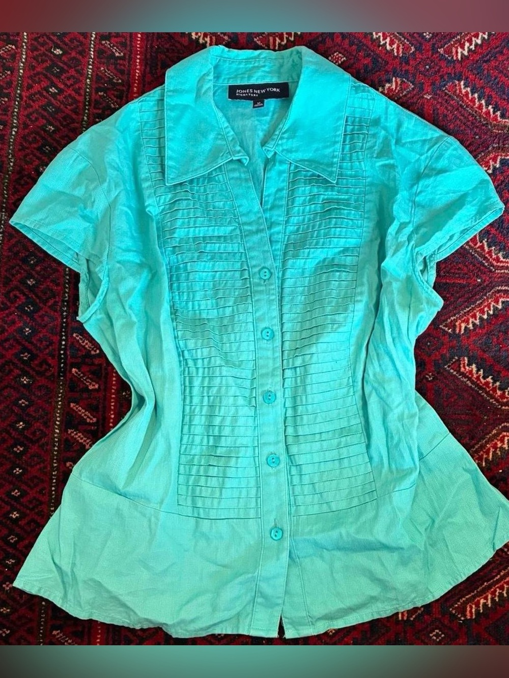 Vintage Y2K 2000s teal button up blouse